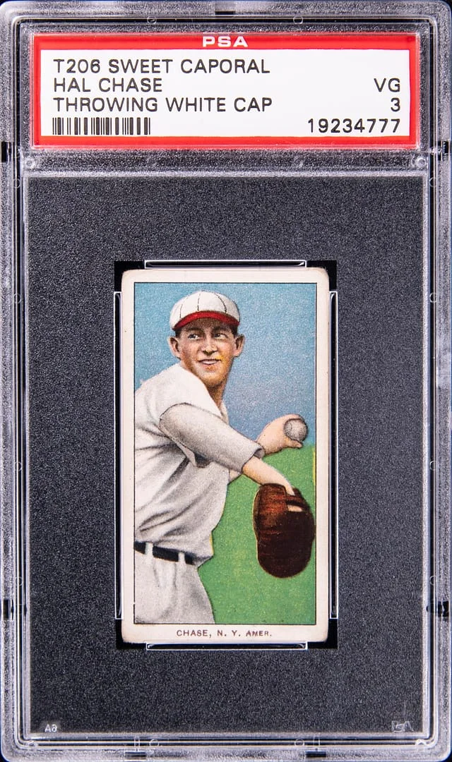 1909-11 T206 Hal Chase, Throwing, White Cap White Border #no-number card image