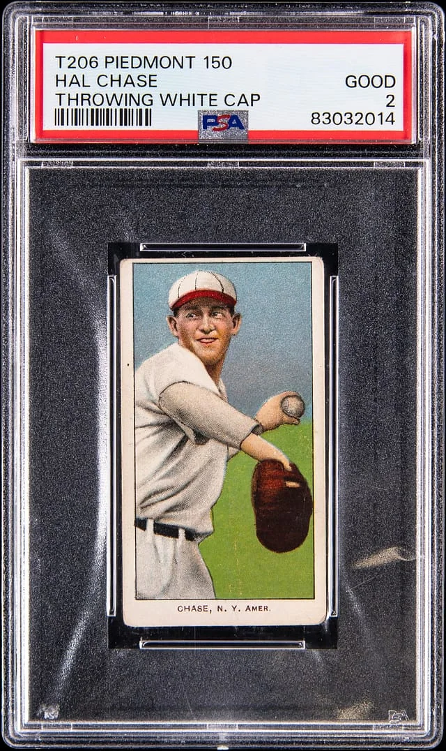 1909-11 T206 Hal Chase, Throwing White Cap - Piedmont/150 White Border #no-number card image