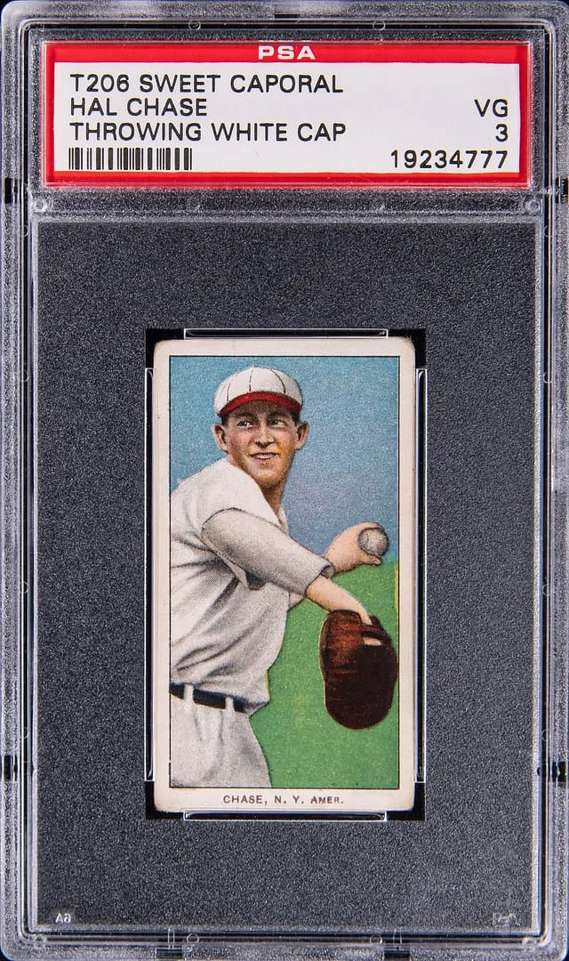 1909-11 T206 Hal Chase, Throwing White Cap - Sweet Caporal White Border #no-number card image