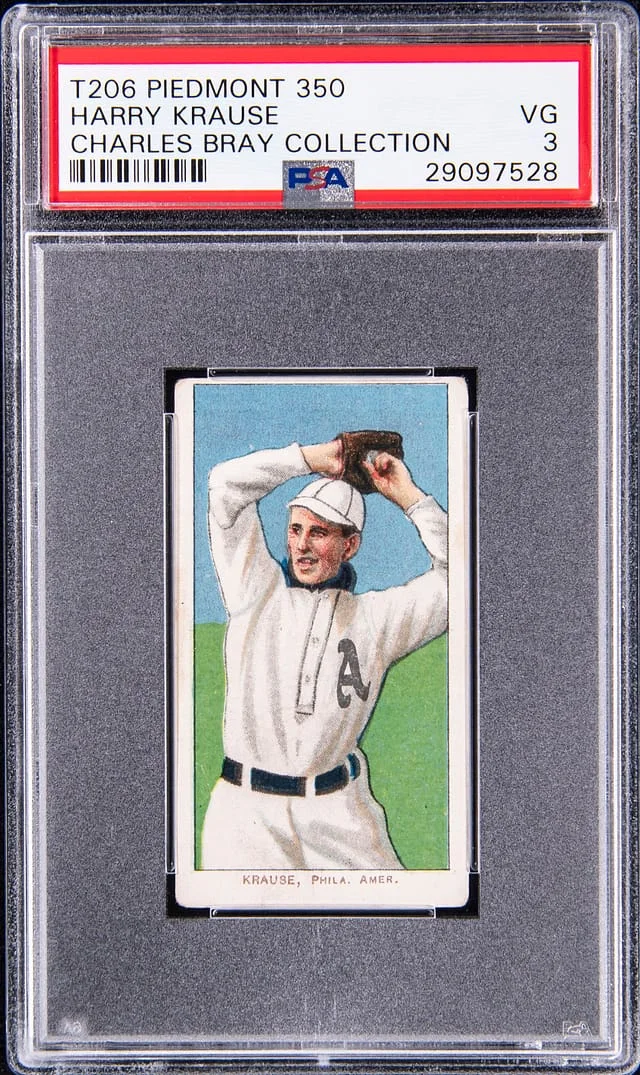 1909-11 T206 Harry Krause, Charles Bray Collection - Piedmont 350 White Border #no-number card image