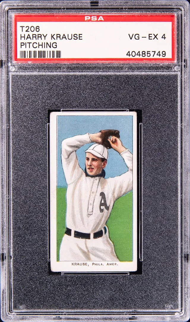 1909-11 T206 Harry Krause, Pitching - Piedmont White Border #no-number card image