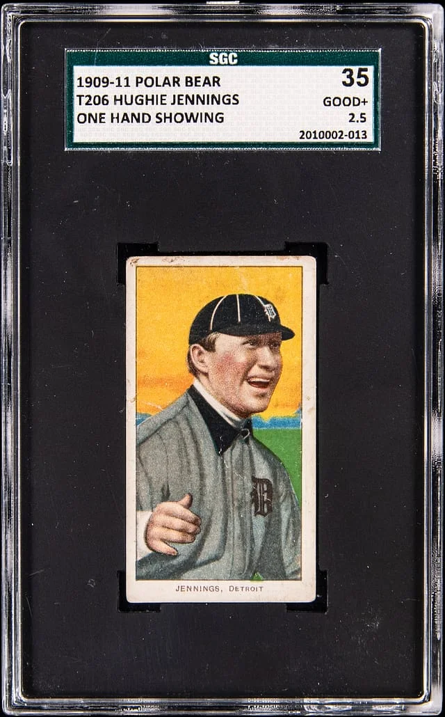 1909-11 T206 Hughie Jennings, One Hand Showing - Polar Bear White Border #no-number card image
