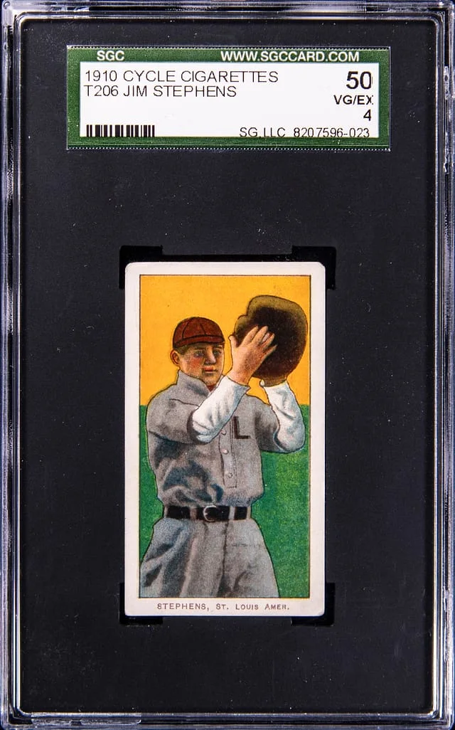 1909-11 T206 Jim Stephens, Cycle/350 Back White Border #no-number card image