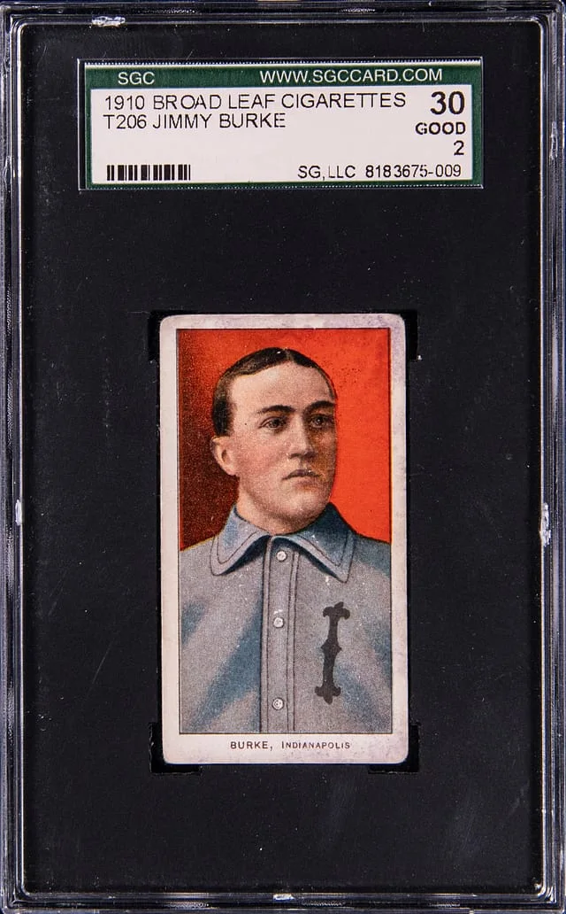 1909-11 T206 Jimmy Burke - Scarce Broad Leaf Back White Border #no-number card image