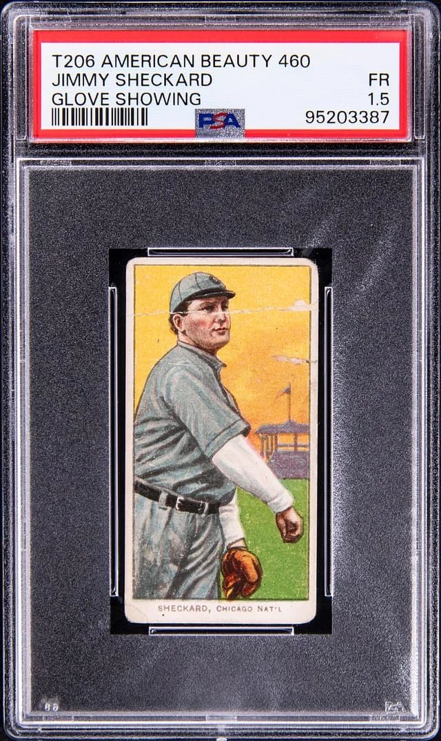 1909-11 T206 Jimmy Sheckard, Glove Showing - American Beauty 460 White Border #no-number card image