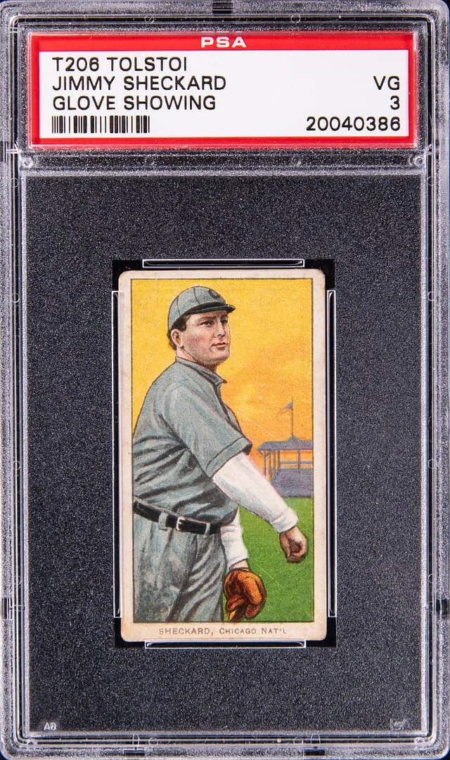 1909-11 T206 Jimmy Sheckard, Glove Showing - Tolstoi White Border #no-number card image