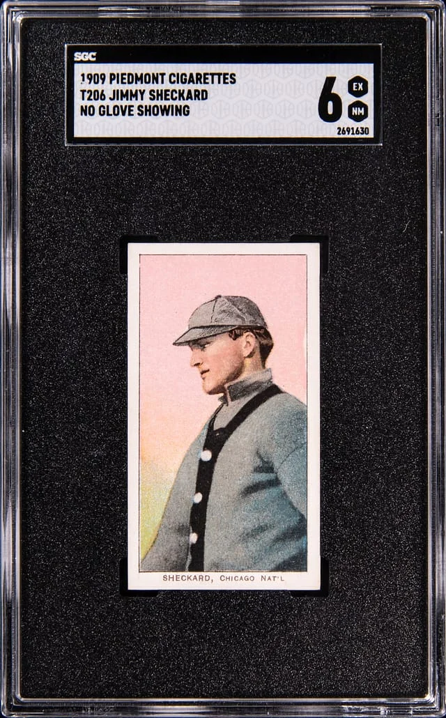 1909-11 T206 Jimmy Sheckard No Glove Showing - Piedmont White Border #no-number card image
