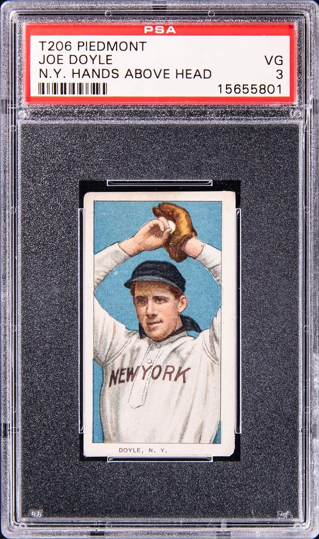1909-11 T206 Joe Doyle, N.Y., Hands Above Head - Piedmont White Border #no-number card image