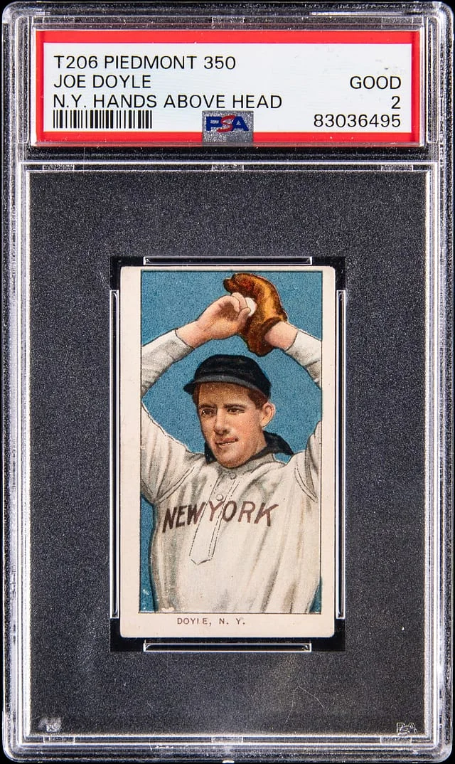 1909-11 T206 Joe Doyle, N.Y. Hands Above Head - Piedmont/350 White Border #no-number card image