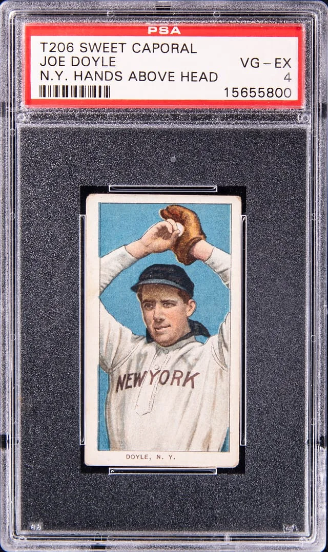 1909-11 T206 Joe Doyle, N.Y., Hands Above Head - Sweet Caporal White Border #no-number card image