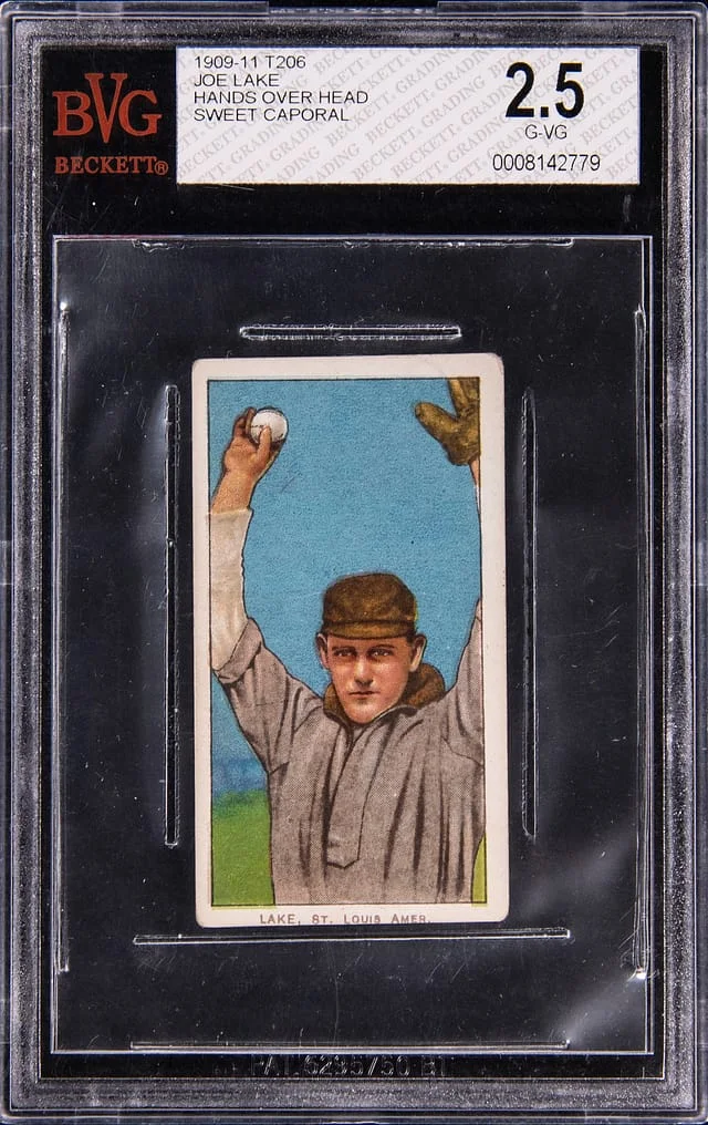 1909-11 T206 Joe Lake, Hands Over Head - Sweet Caporal White Border #no-number card image