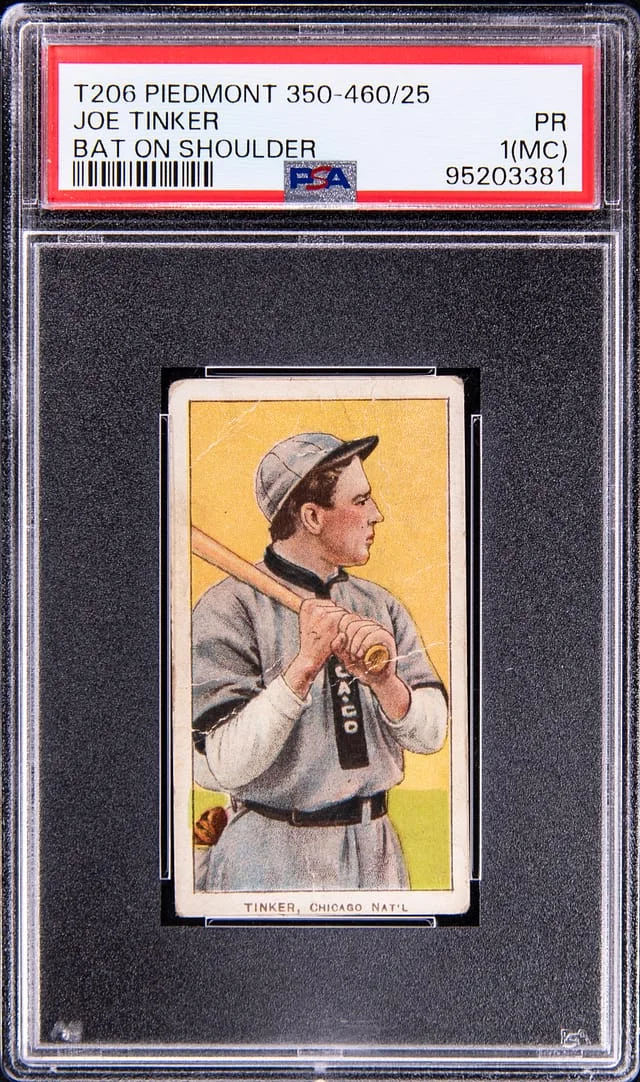 1909-11 T206 Joe Tinker, Bat on Shoulder White Border #no-number card image