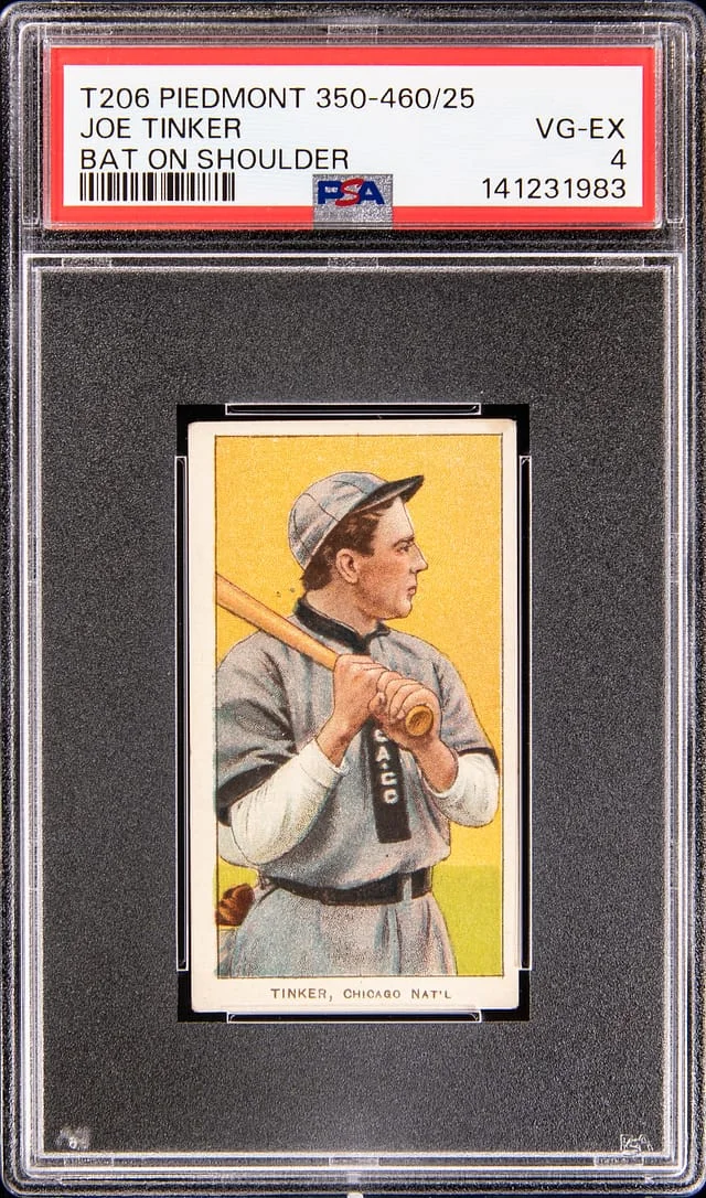 1909-11 T206 Joe Tinker, Bat on Shoulder - Piedmont White Border #no-number card image