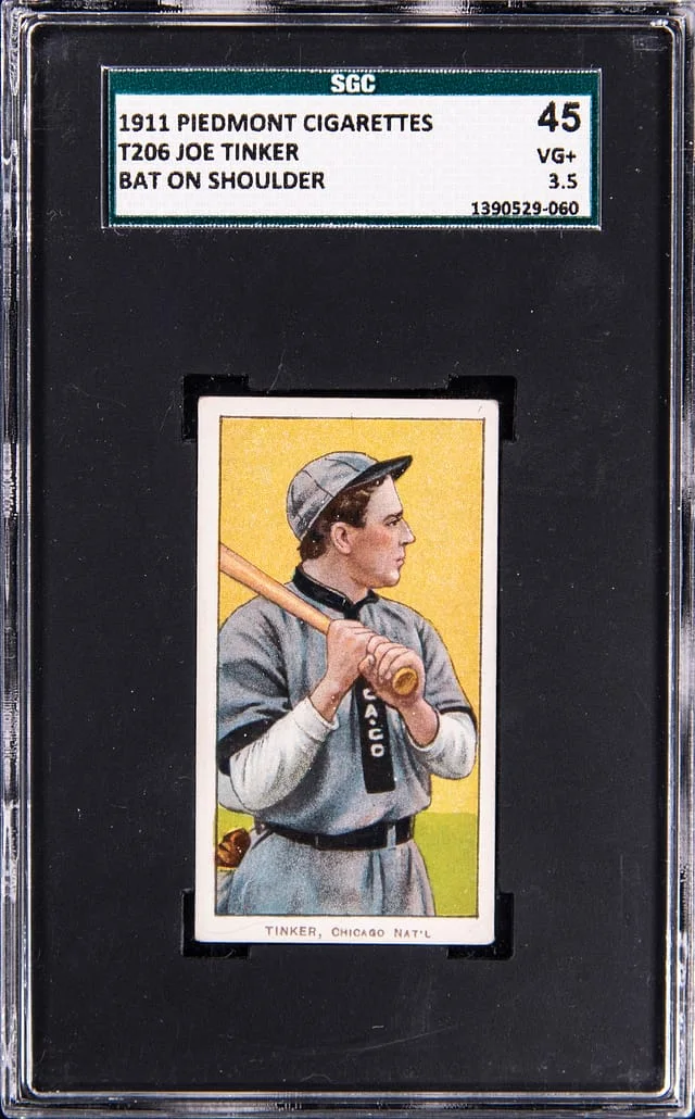 1909-11 T206 Joe Tinker, Bat on Shoulder - Piedmont/350-460 White Border #no-number card image