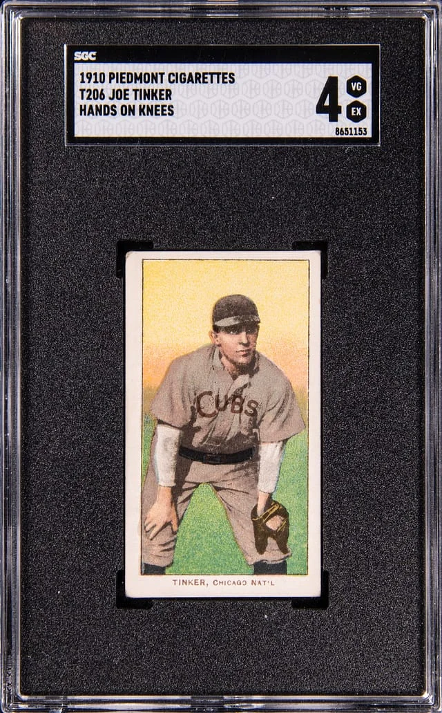 1909-11 T206 Joe Tinker, Hands on Knees - Piedmont White Border #no-number card image