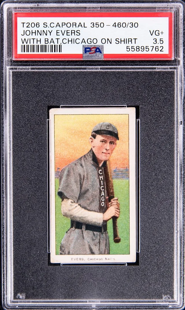1909-11 T206 Johnny Evers, With Bat, Chicago on Shirt - Sweet Caporal/350-460 White Border #no-number card image