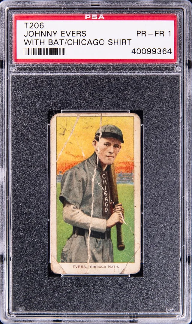 1909-11 T206 Johnny Evers, With Bat, Chicago Shirt White Border #no-number card image