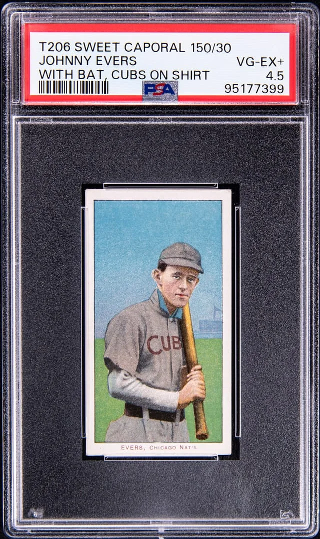 1909-11 T206 Johnny Evers, With Bat, Cubs on Shirt White Border #no-number card image
