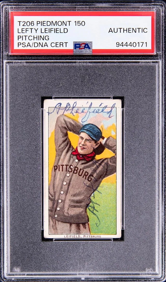 1909-11 T206 Lefty Leifield Twice-Signed White Border #no-number card image