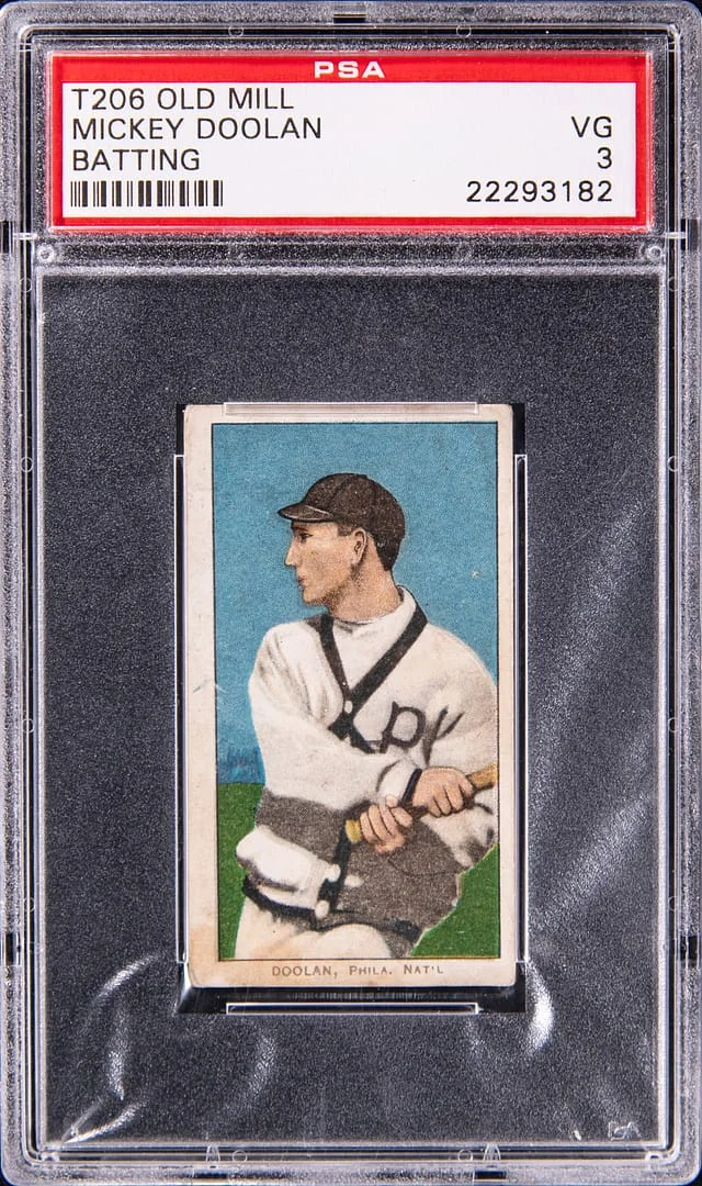 1909-11 T206 Mickey Doolan, Batting - Old Mill White Border #no-number card image