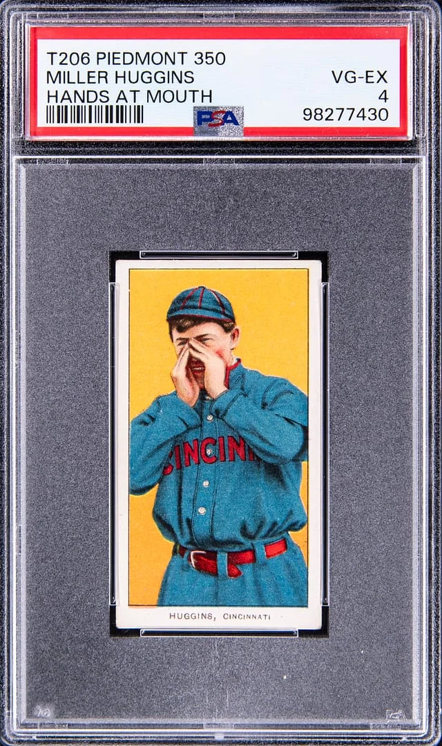 1909-11 T206 Miller Huggins, Hands At Mouth - Piedmont 350 White Border #no-number card image