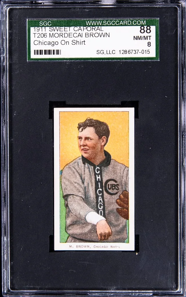 1909-11 T206 Mordecai Brown, Chicago on Shirt White Border #no-number card image