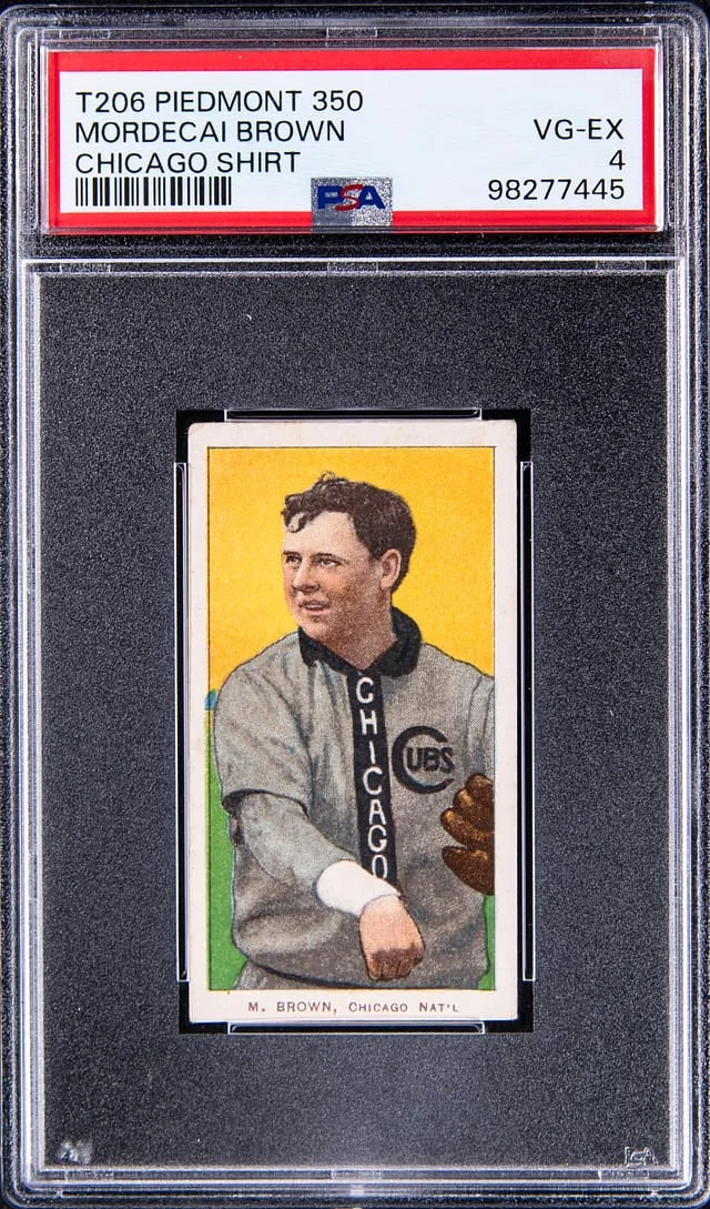 1909-11 T206 Mordecai Brown, Chicago Shirt - Piedmont 350 White Border #no-number card image
