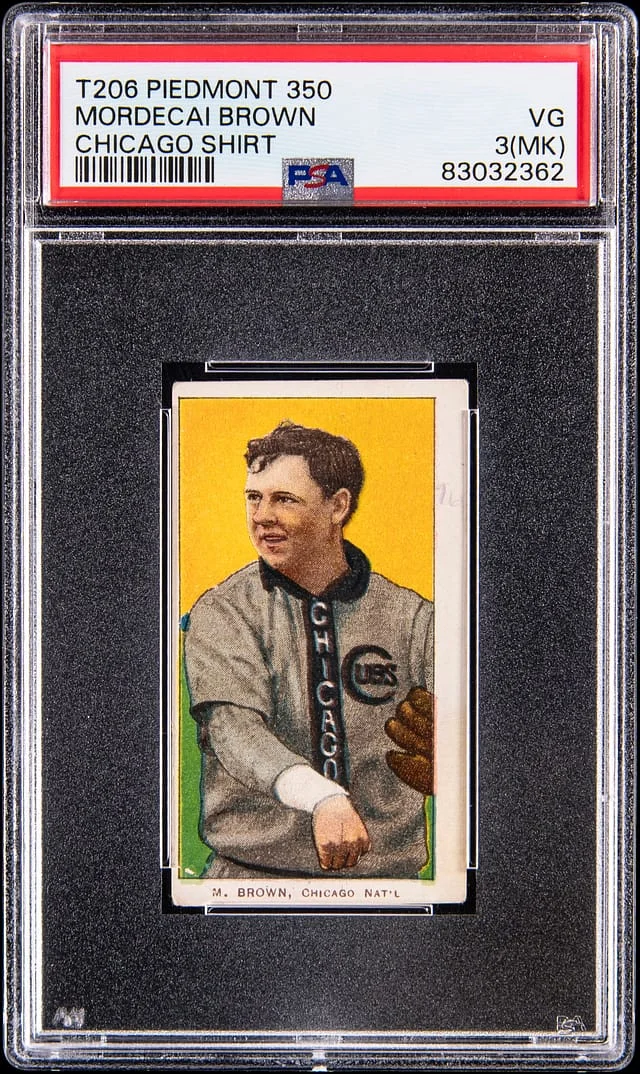 1909-11 T206 Mordecai Brown, Chicago Shirt - Piedmont/350 White Border #no-number card image