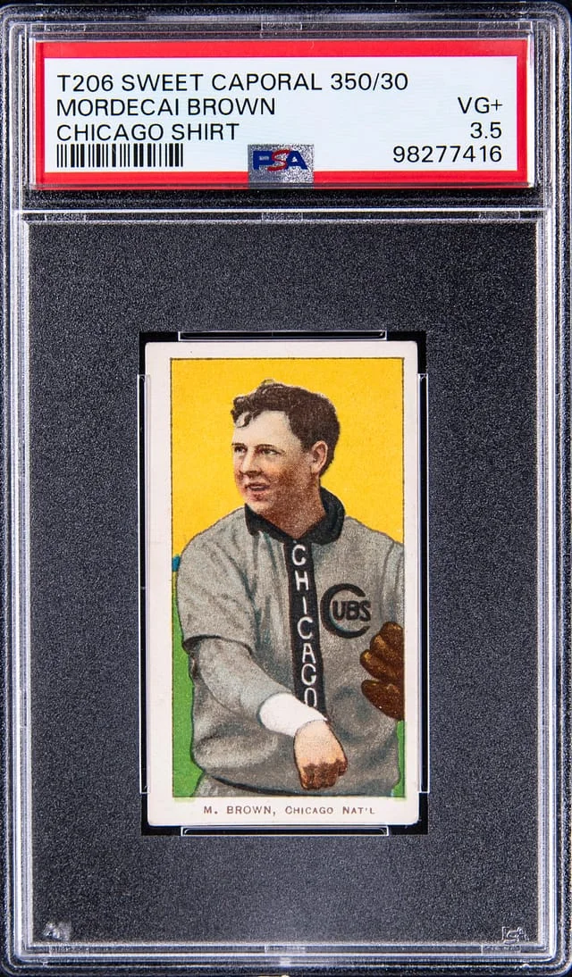 1909-11 T206 Mordecai Brown, Chicago Shirt - Sweet Caporal 350 White Border #no-number card image