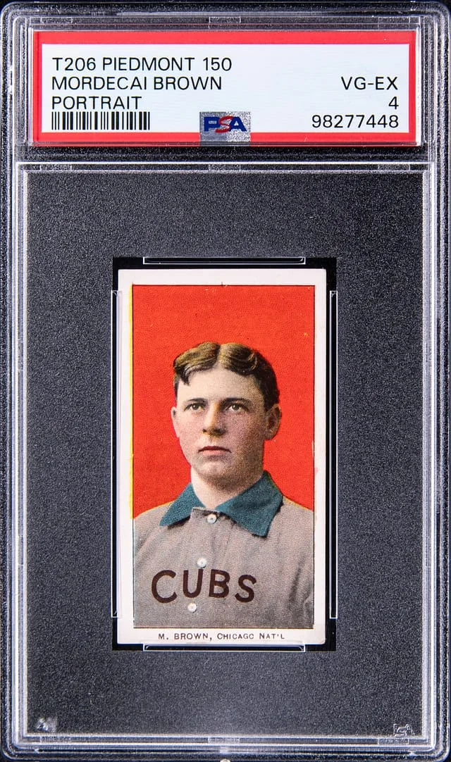 1909-11 T206 Mordecai Brown, Portrait - Piedmont 150 White Border #no-number card image