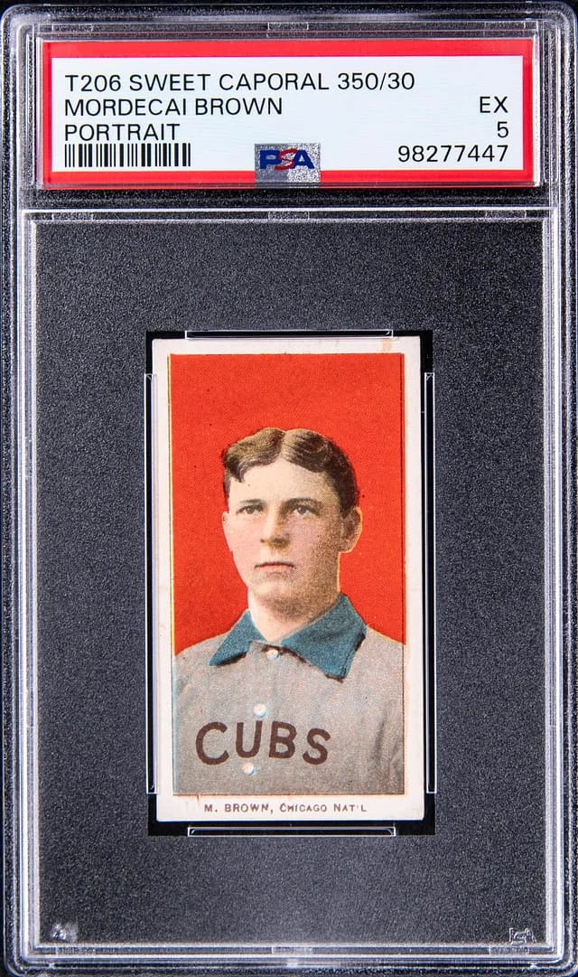 1909-11 T206 Mordecai Brown, Portrait - Sweet Caporal 350 White Border #no-number card image