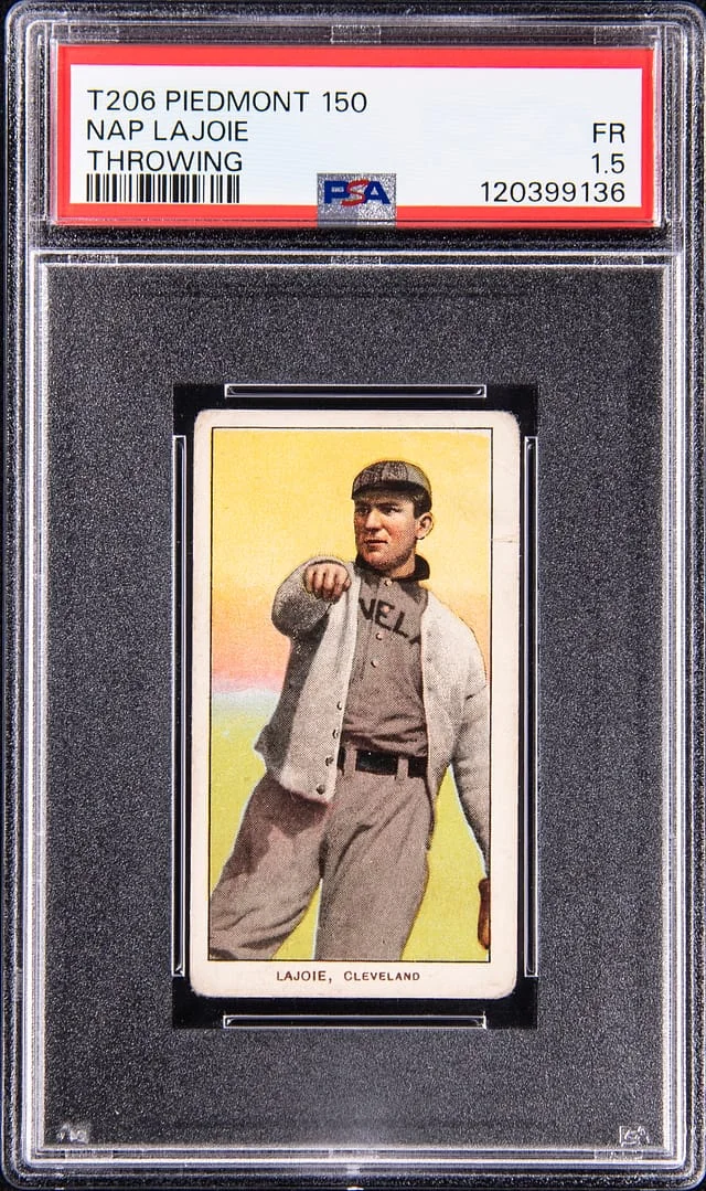 1909-11 T206 Nap Lajoie, Throwing - Piedmont/150 White Border #no-number card image