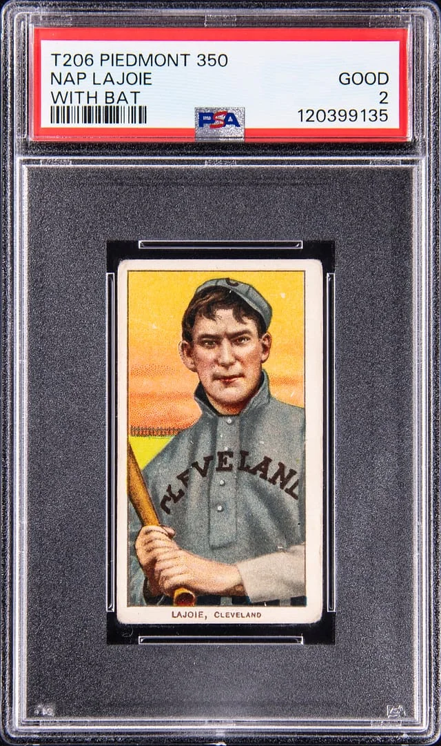 1909-11 T206 Nap Lajoie, With Bat - Piedmont/350 White Border #no-number card image