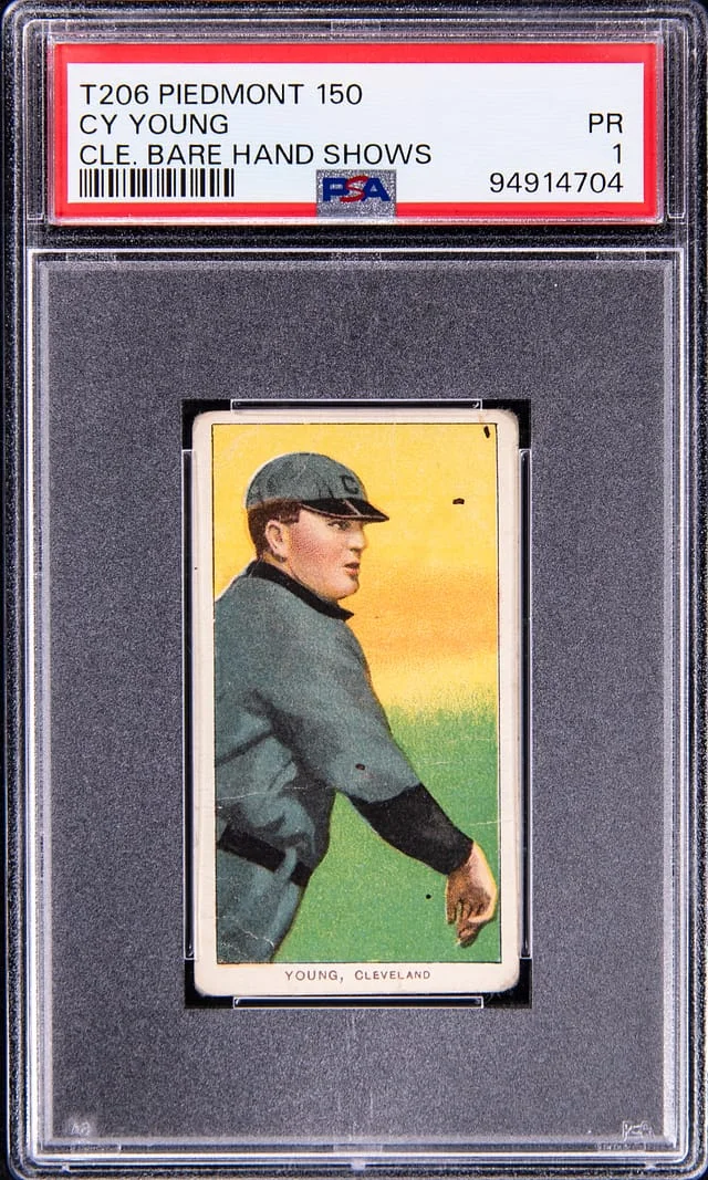 1909-11 T206 Piedmont Cy Young, Cleveland, Bare Hand Shows #no-number card image