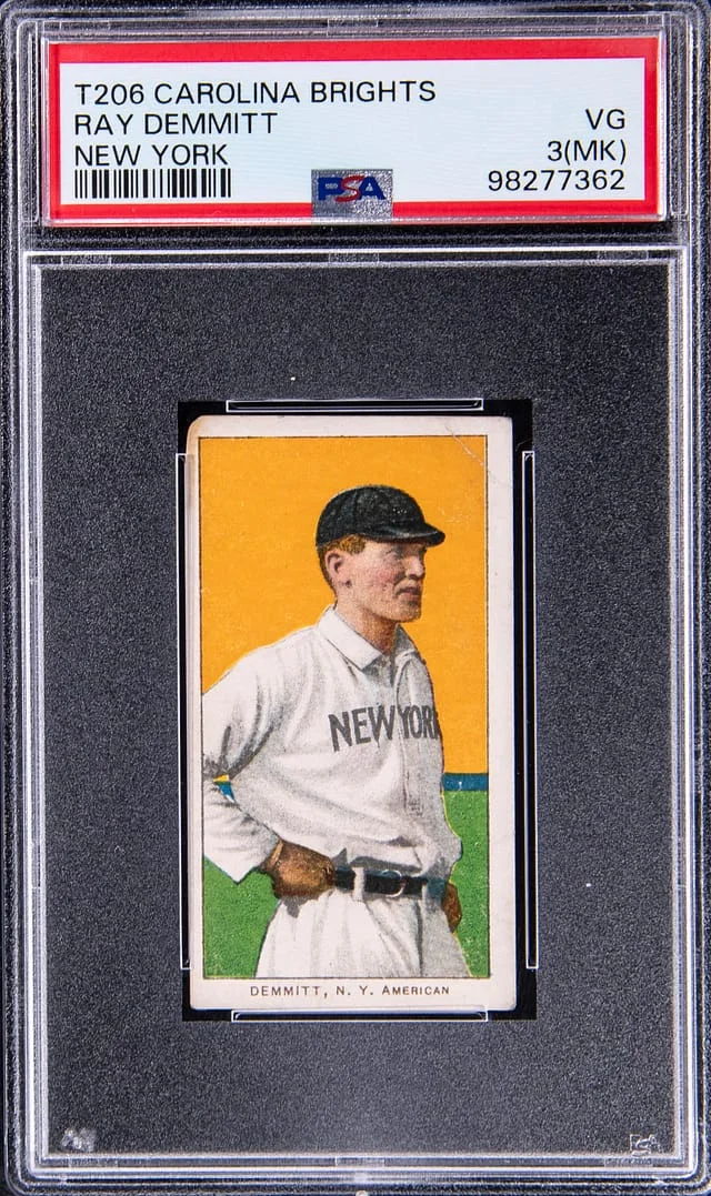 1909-11 T206 Ray Demmitt, New York - Scarce Carolina Brights Back White Border #no-number card image