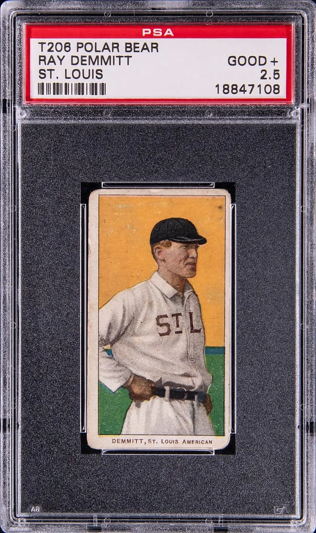 1909-11 T206 Ray Demmitt, St. Louis White Border #no-number card image