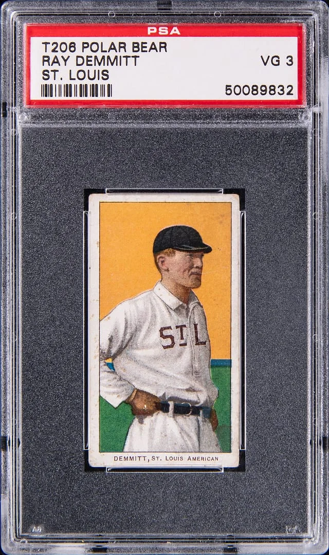 1909-11 T206 Ray Demmitt - St. Louis Polar Bear White Border #no-number card image