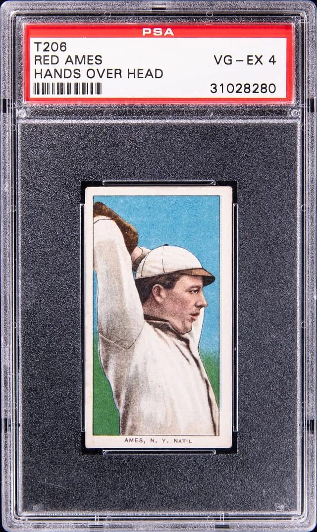 1909-11 T206 Red Ames, Hands Over Head White Border #no-number card image