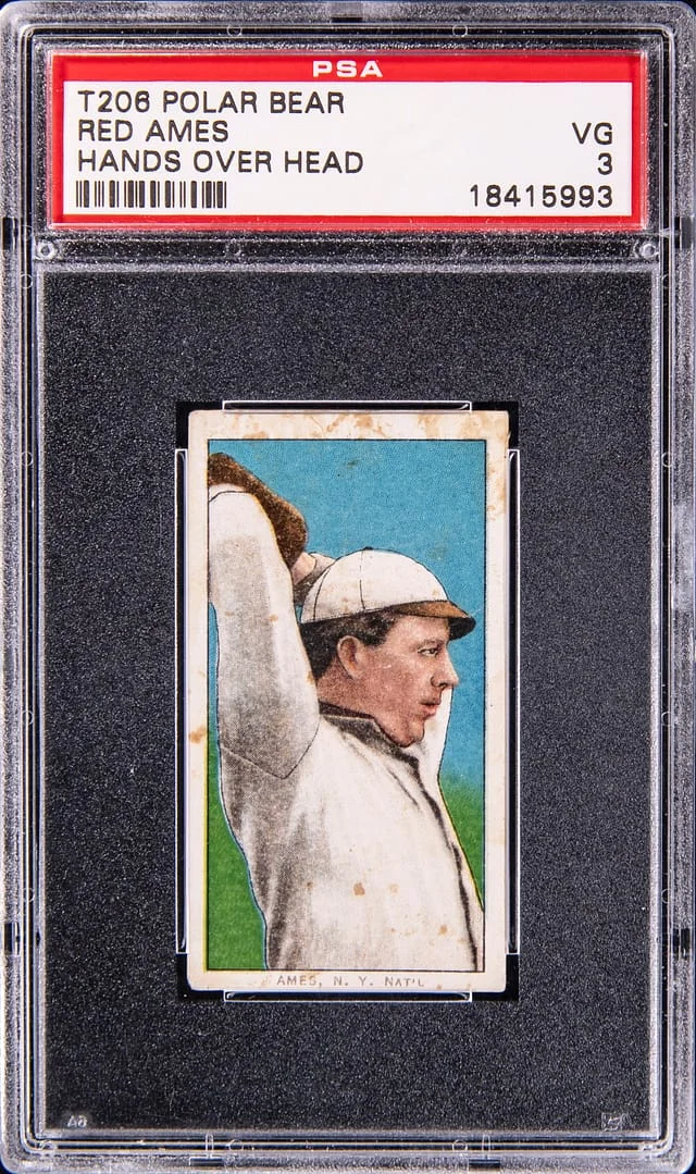 1909-11 T206 Red Ames, Hands Over Head - Polar Bear White Border #no-number card image