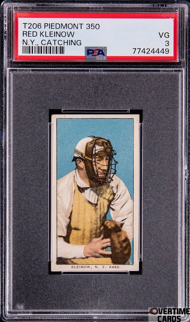 1909-11 T206 Red Kleinow, N.Y., Catching White Border #no-number card image