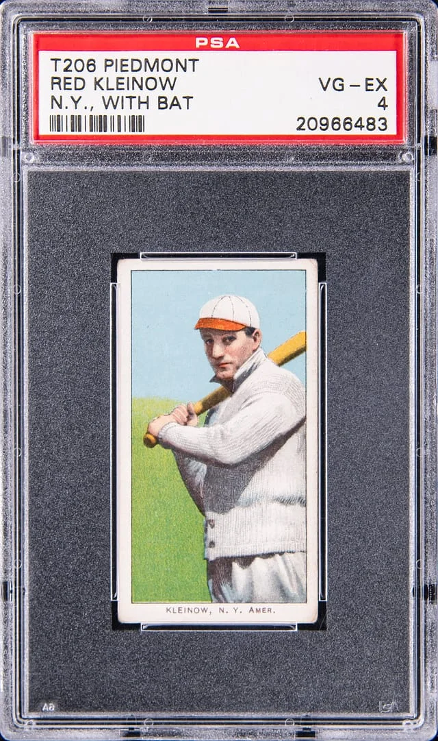 1909-11 T206 Red Kleinow, N.Y., With Bat - Piedmont White Border #no-number card image