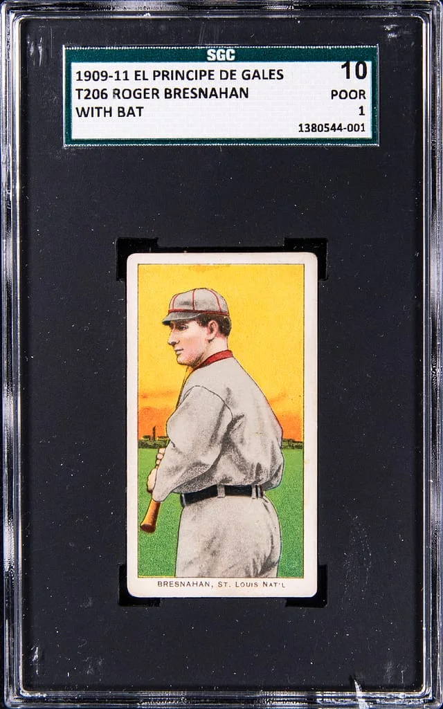 1909-11 T206 Roger Bresnahan, With Bat - El Principe De Gales Back White Border #no-number card image