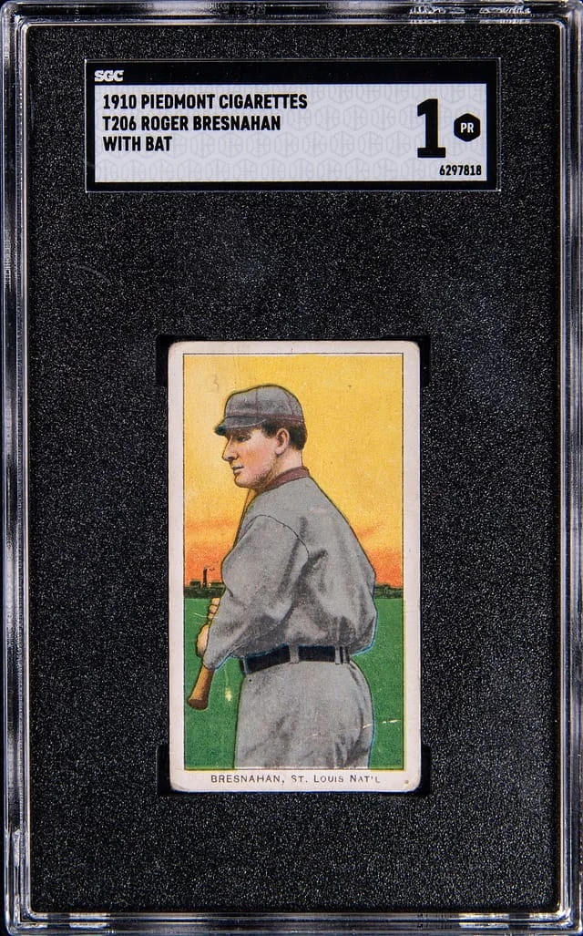 1909-11 T206 Roger Bresnahan, With Bat - Piedmont/350 White Border #no-number card image