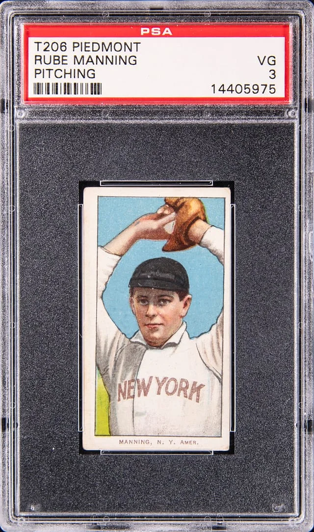 1909-11 T206 Rube Manning, Pitching - Piedmont White Border #no-number card image