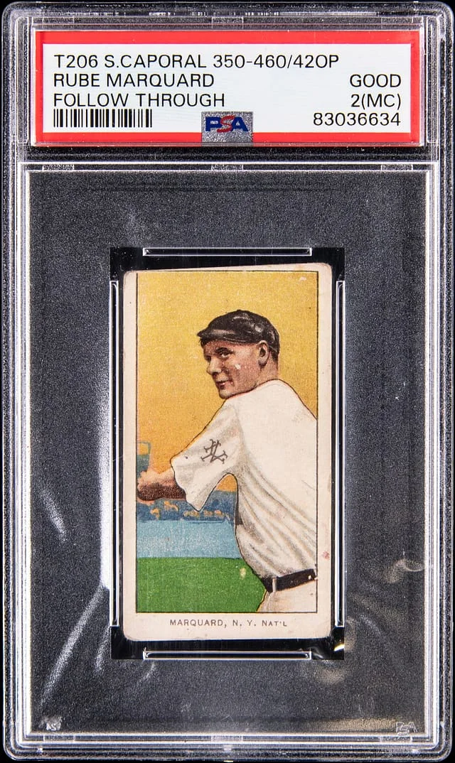 1909-11 T206 Rube Marquard, Follow Through - Sweet Caporal 350-460/42OP White Border #no-number card image