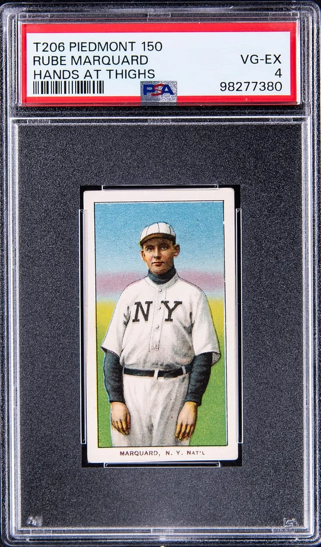 1909-11 T206 Rube Marquard, Hands At Thighs - Piedmont 150 White Border #no-number card image