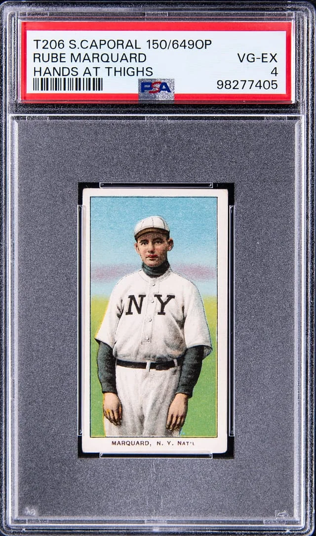 1909-11 T206 Rube Marquard, Hands At Thighs - Sweet Caporal 150/649OP White Border #no-number card image
