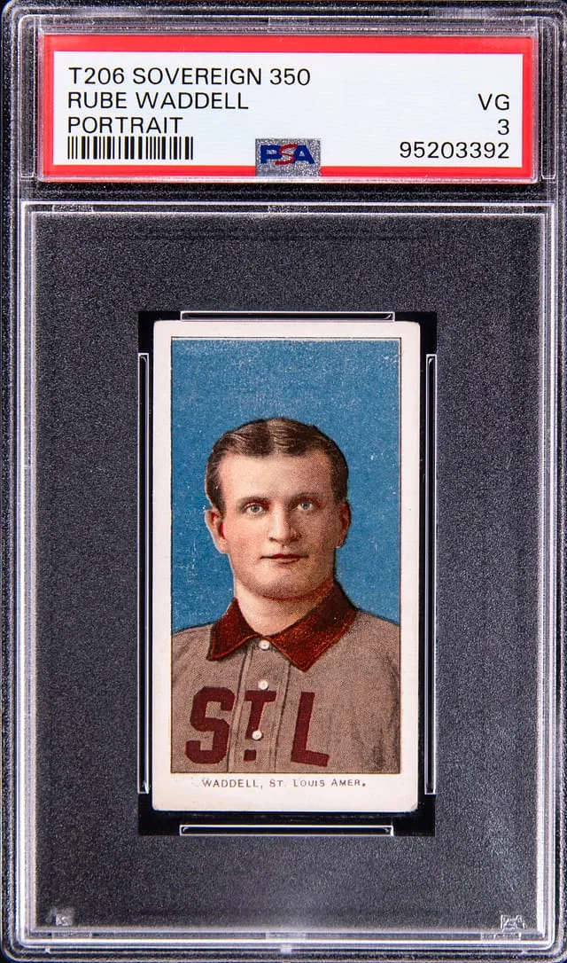 1909-11 T206 Rube Waddell, Portrait - Sovereign 350/25 White Border #no-number card image