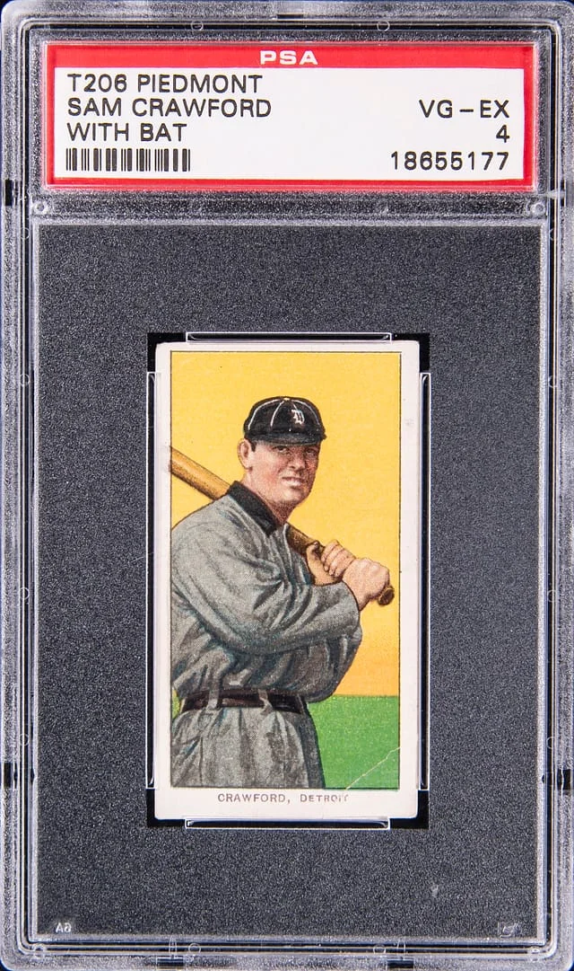 1909-11 T206 Sam Crawford, With Bat - Piedmont White Border #no-number card image