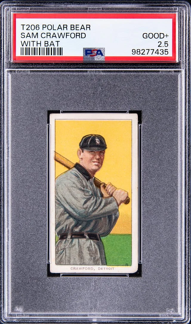 1909-11 T206 Sam Crawford, With Bat - Polar Bear White Border #no-number card image
